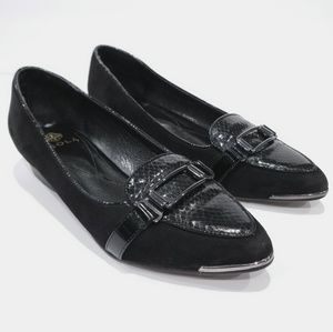 Isola Brenda Black Leather Loafer w/Heel Sz 7.5